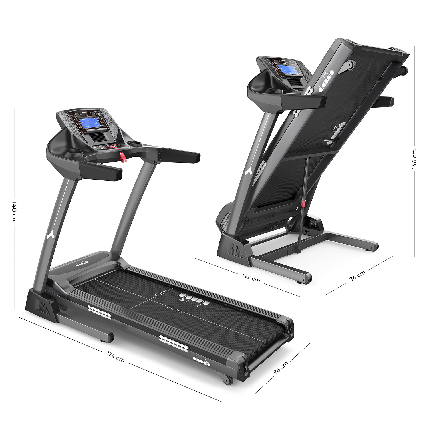 Tapis roulant Diadora Runner 11.7, motore 3,5 HP, 22 km/h, 45 programmi, superficie di corsa 53x140 cm - immagine 10